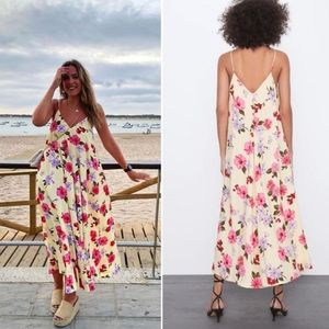 NEW Zara floral print flowy dress maxi
